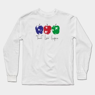 Teach, Love, Inspire with apples Long Sleeve T-Shirt